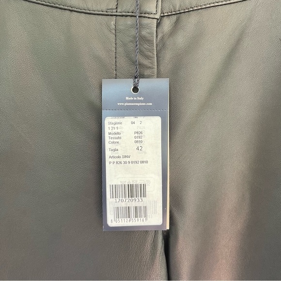 NEW Piazza Sempione 100% Leather Wide Leg Pant P825 Black Size 42 NWT - Picture 4 of 10